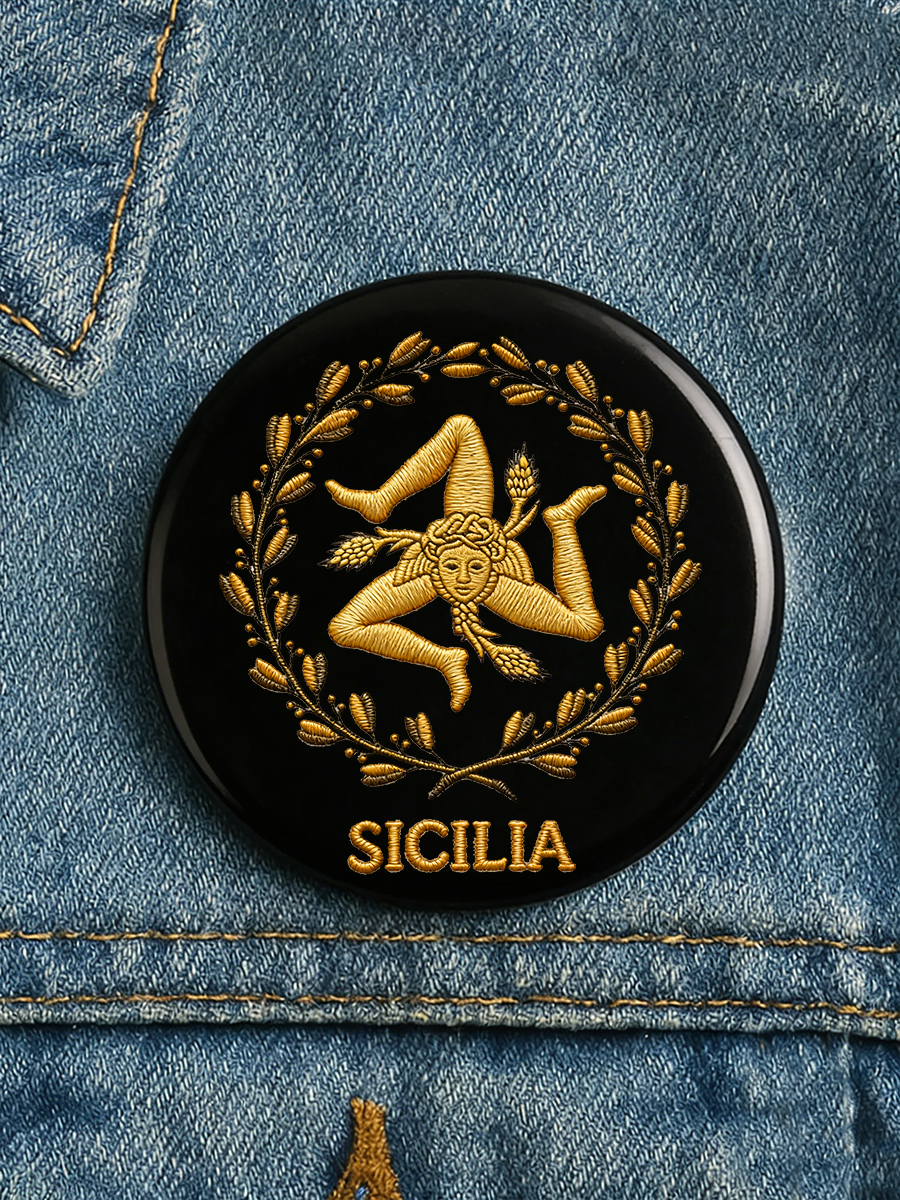 Spilla Unisex Sicilia Trinacria Stampa