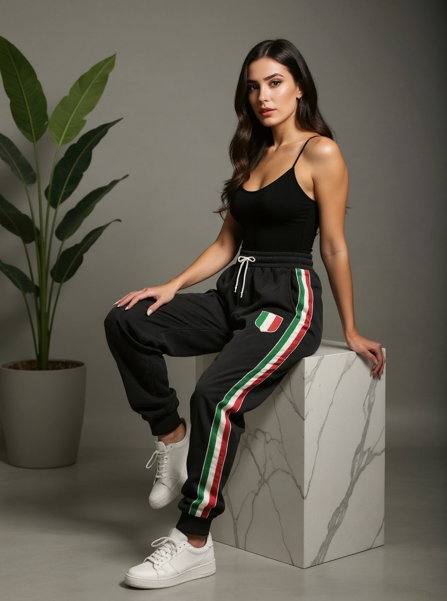 Pantaloni casual con stampa italiana ispirata da uomo