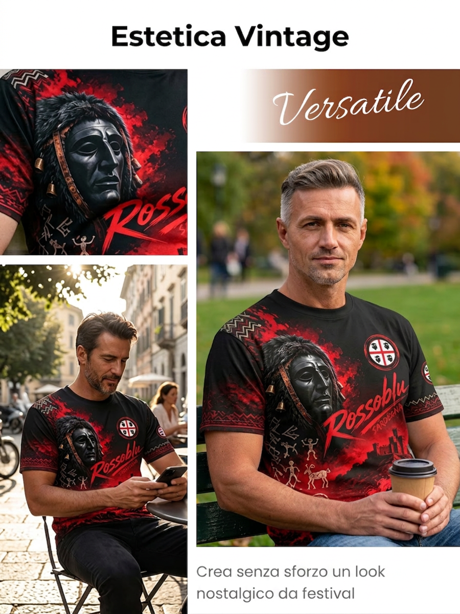 Maglietta da uomo con stampa artistica a tema sardo