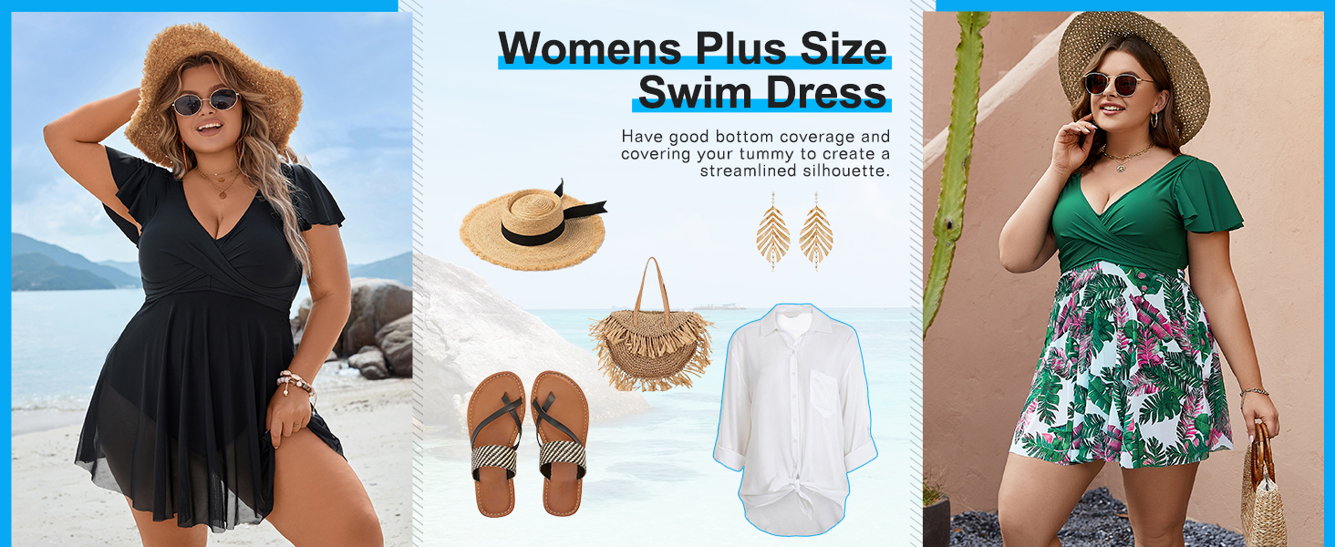 Blooming Jelly Women's Plus Size Bathing Suit Retro Swimsuits