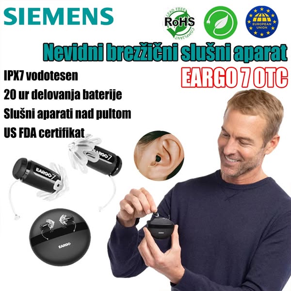 ✨Slušni aparat Siemens EARGO 7 brez recepta: neviden, polnilni, fleksibilen CIC, odobren s strani FDA.