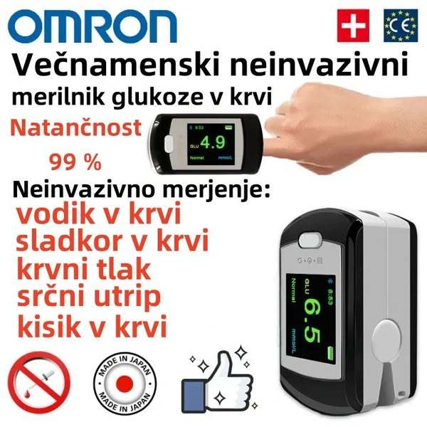 Omronov neinvazivni merilnik glukoze v krvi (merjenje v 5 sekundah/natančnost 99 %)
