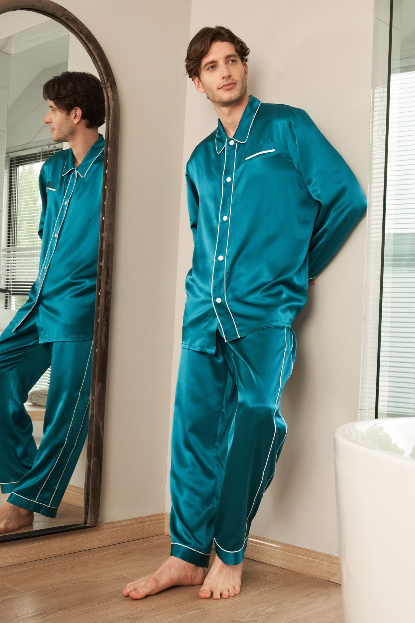 【I AM MARI】Raissel Silk Pajama Set (3pcs) Unique Silk Pajamas Set with Double Row Pipping – LILYSILK