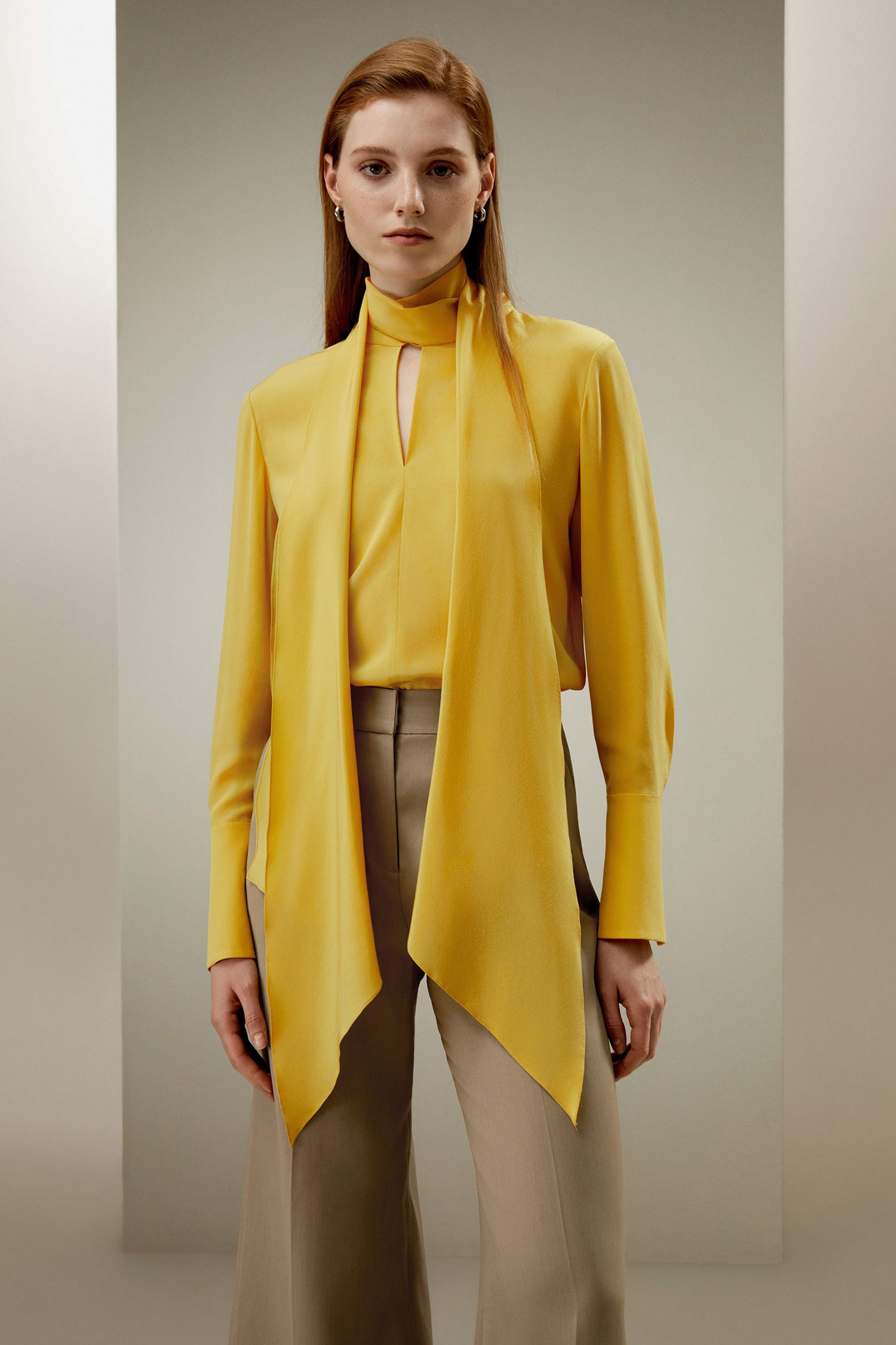 Flowing Draped Tie-Neck Blouse – LILYSILK Factory