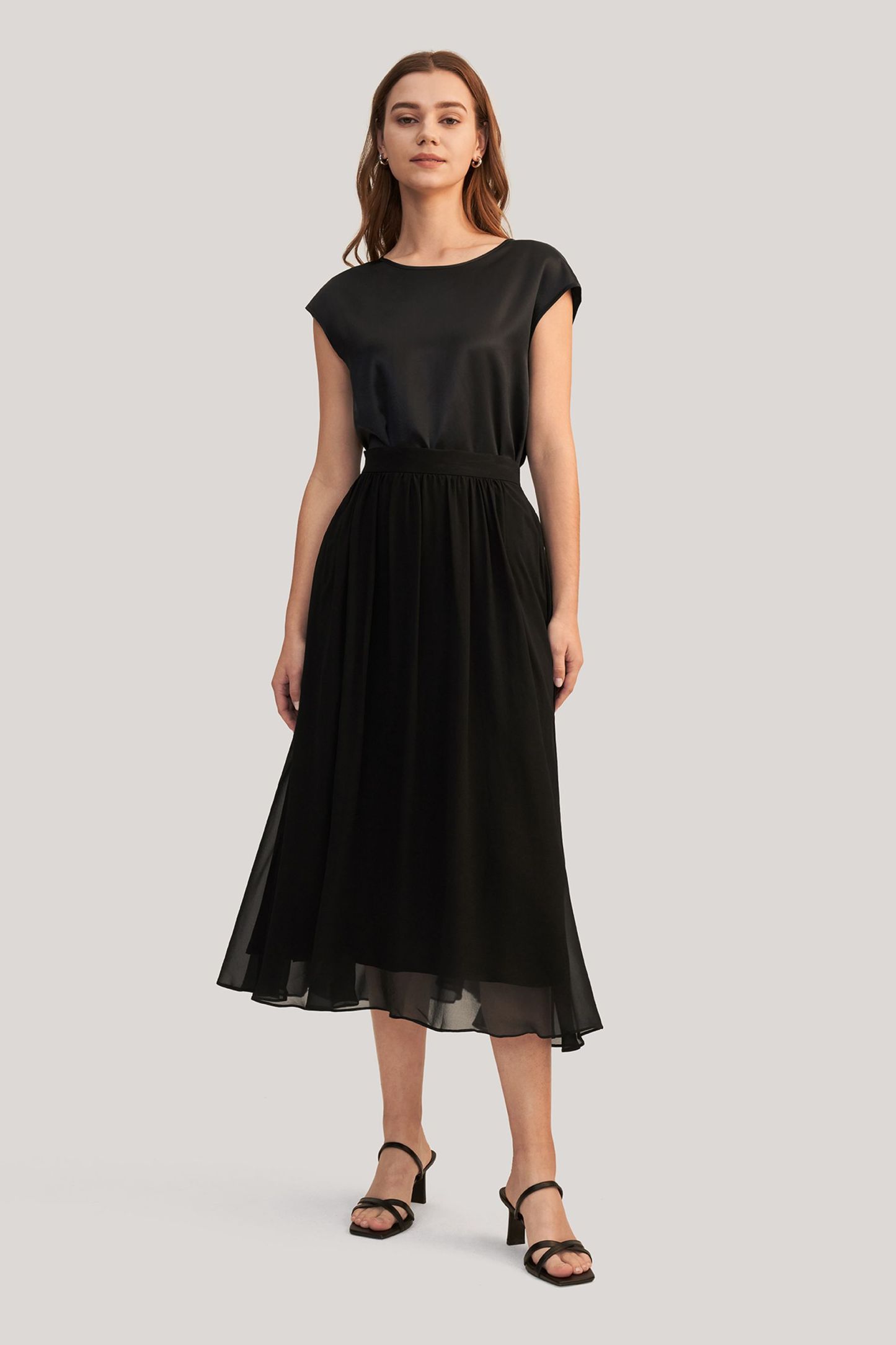 LILYSILK ダブルレイヤードシルクチュールスカート ブラック 28 5_8452.jpg