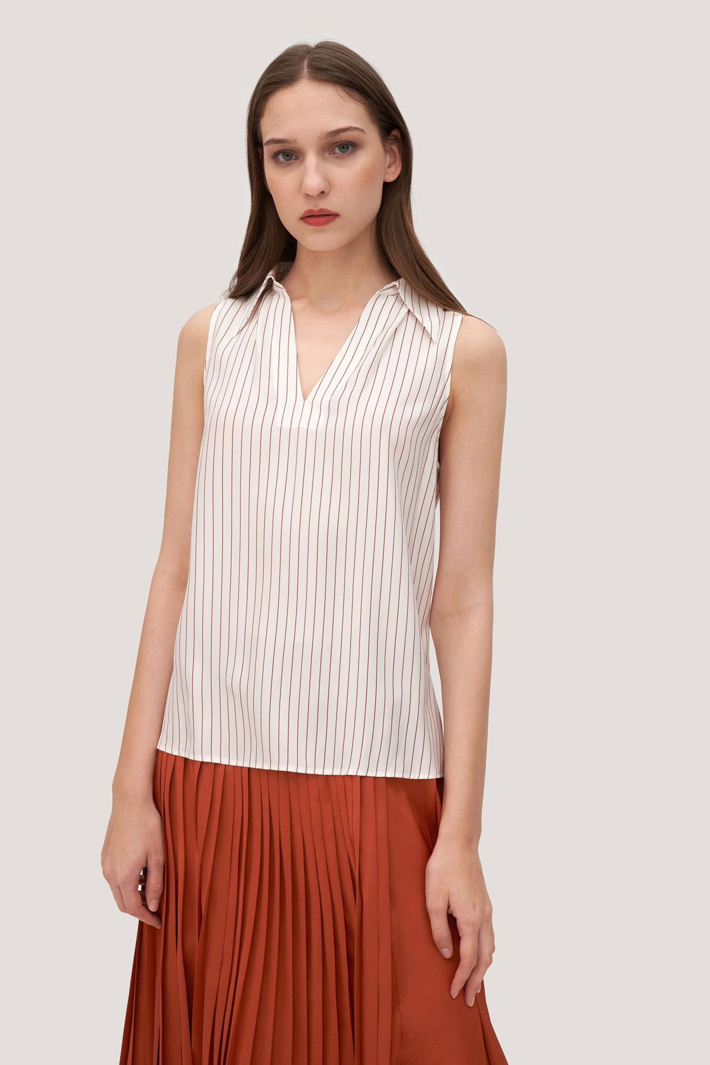 Graceful Pinstriped Silk Violet Top – LILYSILK Factory