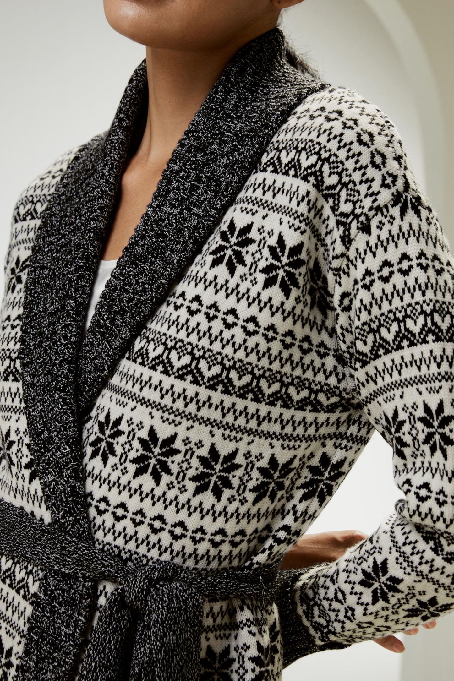 Wool Tie-waist Cardigan in Fair Isle Design – LILYSILK Factory