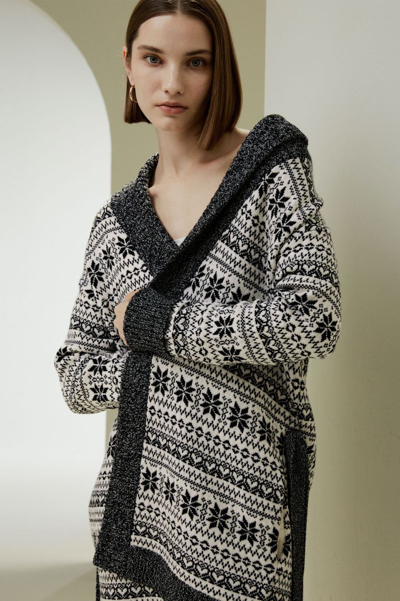 Wool Tie-waist Cardigan in Fair Isle Design – LILYSILK Factory