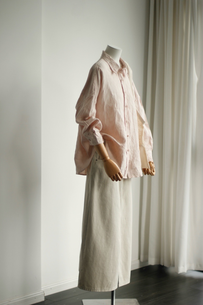 迩Air纯手工植物染（枇杷叶染）汉麻经典衬衫