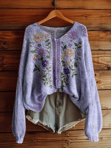 Women's Fashionable prints casual V-neck sweatshirt