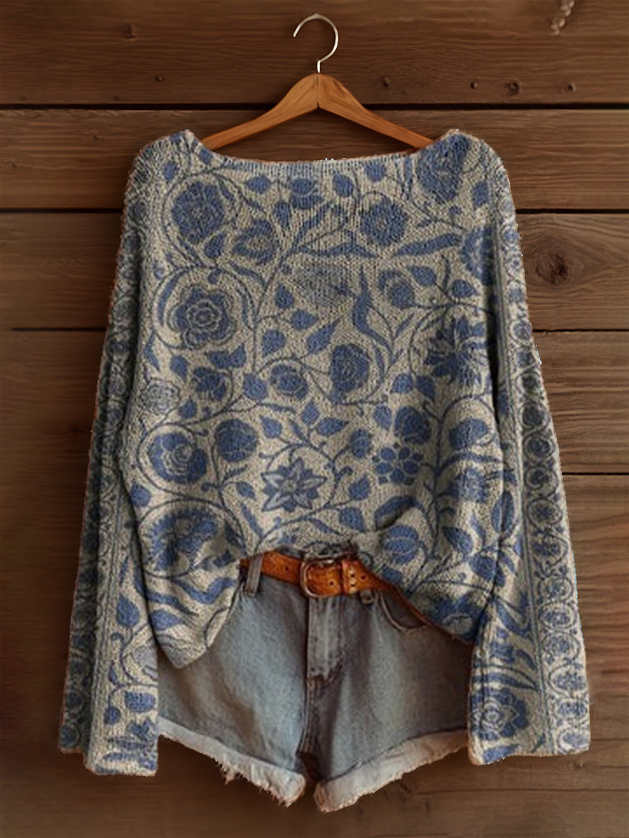 Women's Fashionable prints casual crew neck sweatshirt