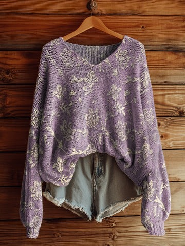 Women's Fashionable prints casual V-neck sweatshirt