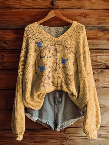 Women's Fashionable prints casual V-neck sweatshirt