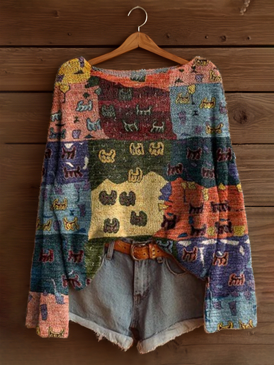 Women's Fashionable prints casual crew neck sweatshirt