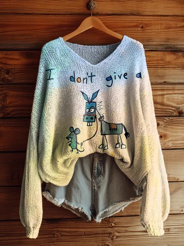 Women's Fashionable prints casual V-neck sweatshirt