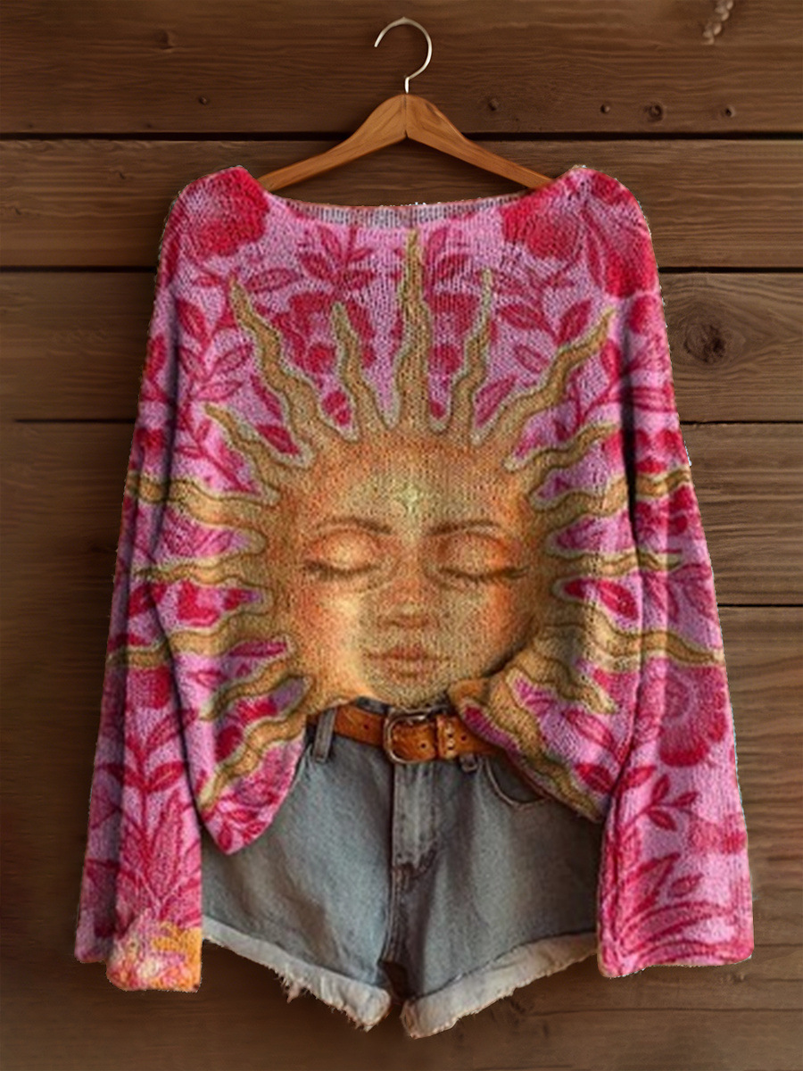 Women's Fashionable prints casual crew neck sweatshirt