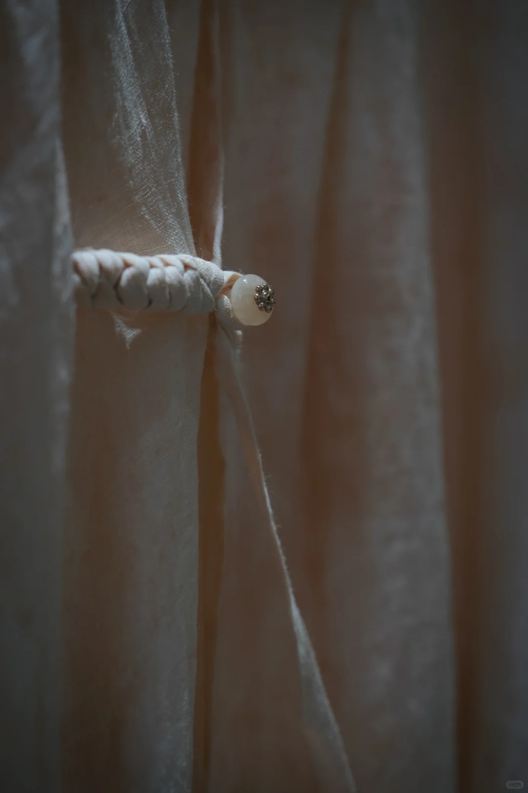 PILUNA - Handmade Botanical Loquat Leaf Oriental Dyeing Ramie Dress - Long Sleeve Lace Collar Dress [Dried Rose Petal]