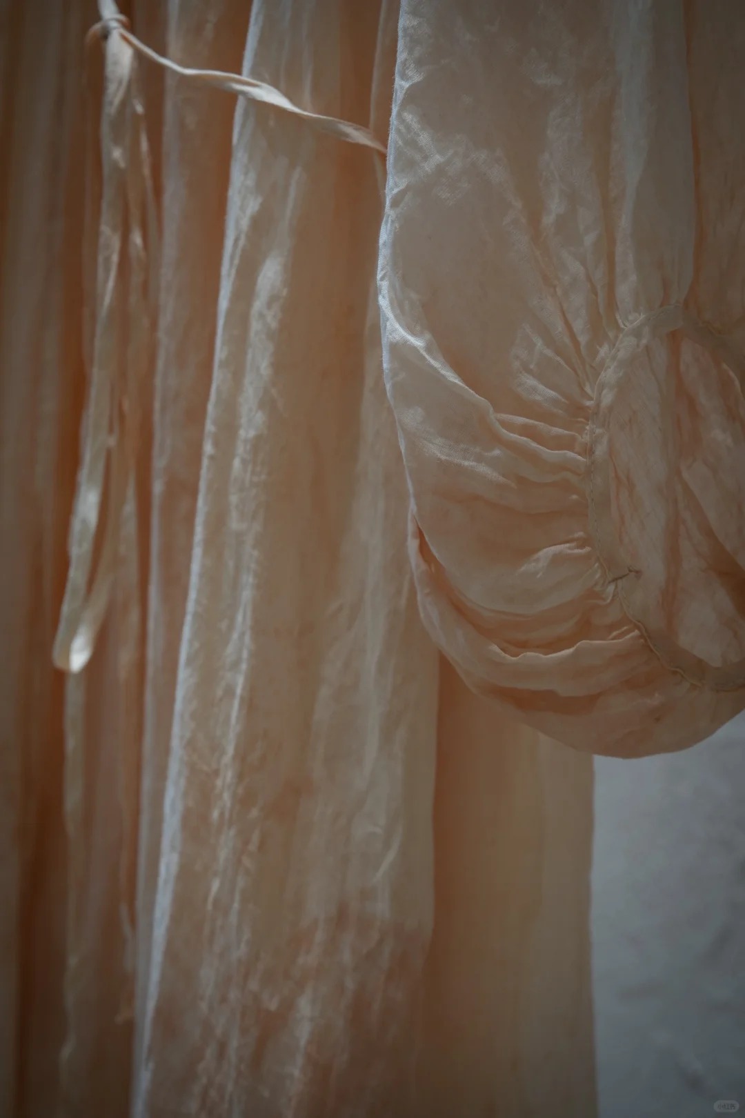 PILUNA - Handmade Botanical Loquat Leaf Oriental Dyeing Ramie Dress - Long Sleeve Lace Collar Dress [Dried Rose Petal]