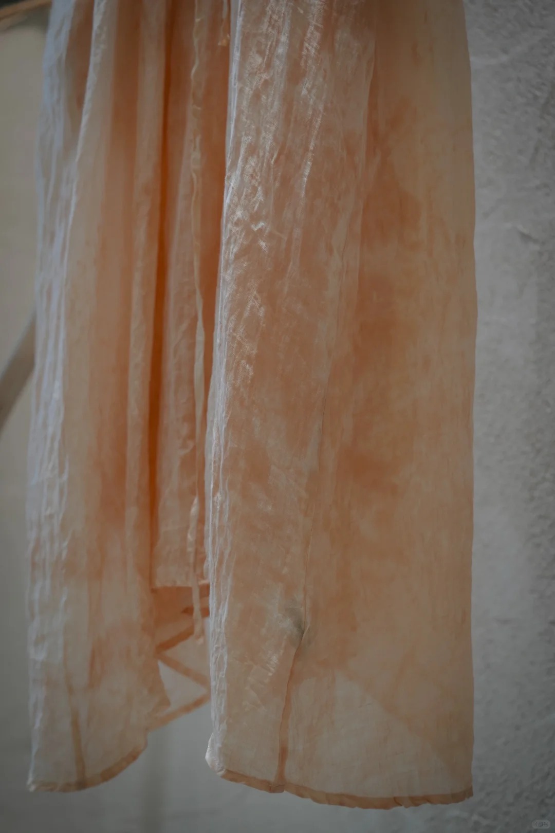 PILUNA - Handmade Botanical Loquat Leaf Oriental Dyeing Ramie Dress - Long Sleeve Lace Collar Dress [Dried Rose Petal]