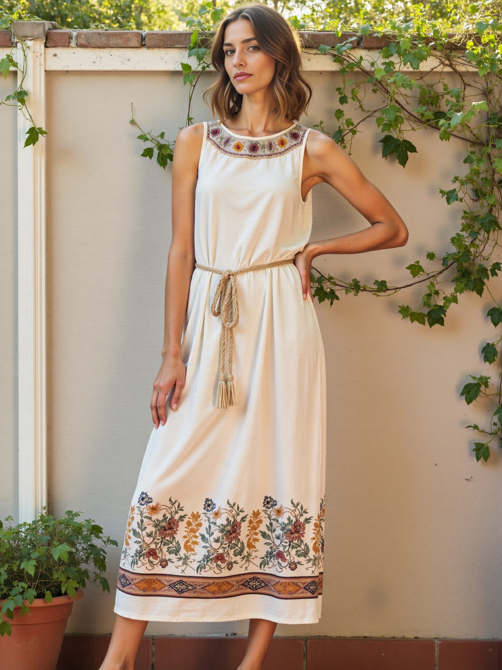 Women's Bohe Floral Art Print Casual Cotton Dress