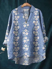 Women's Vintage Floral Print Casual Shirt