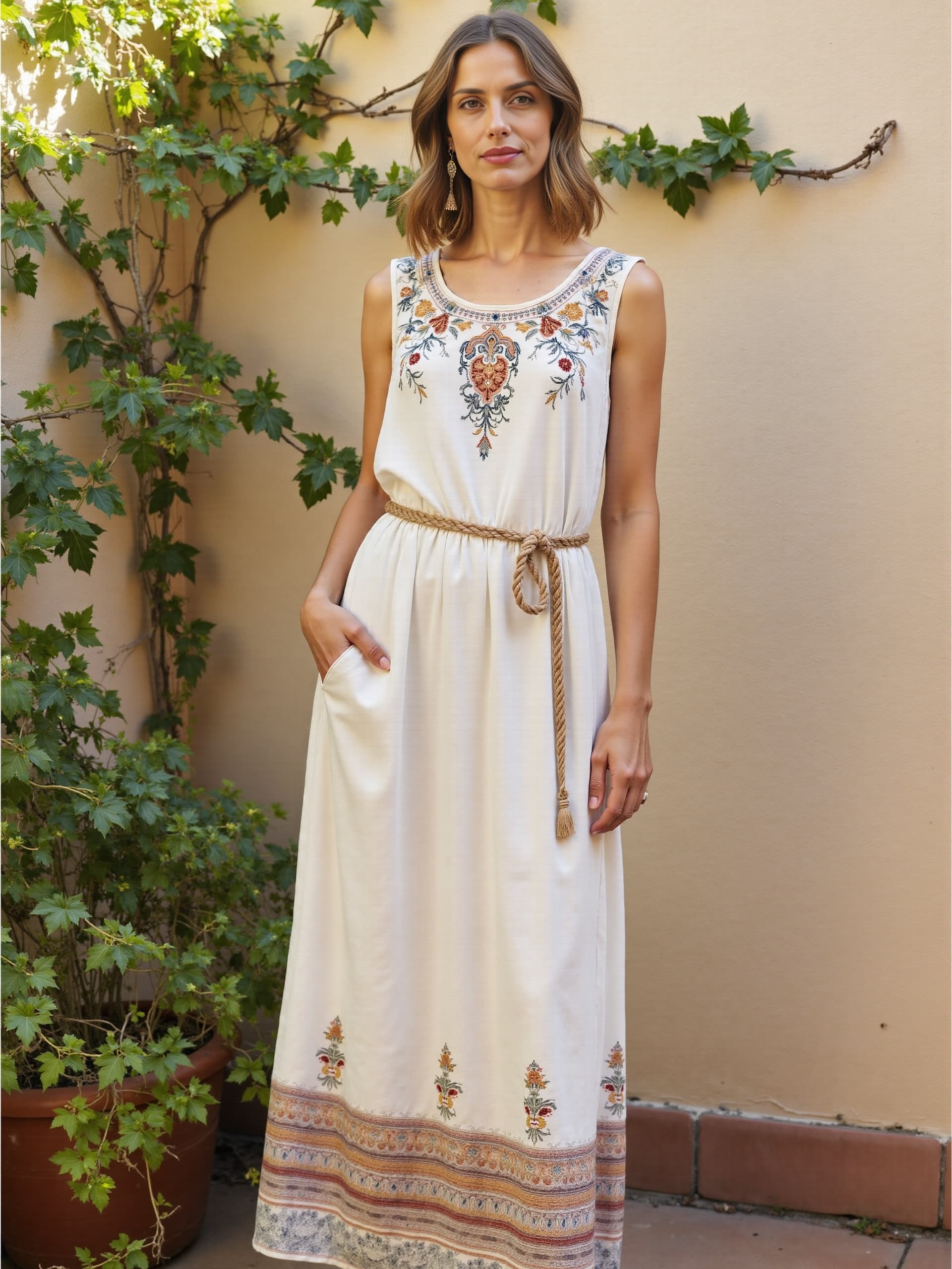 Women's Bohe Floral Art Print Casual Cotton Dress