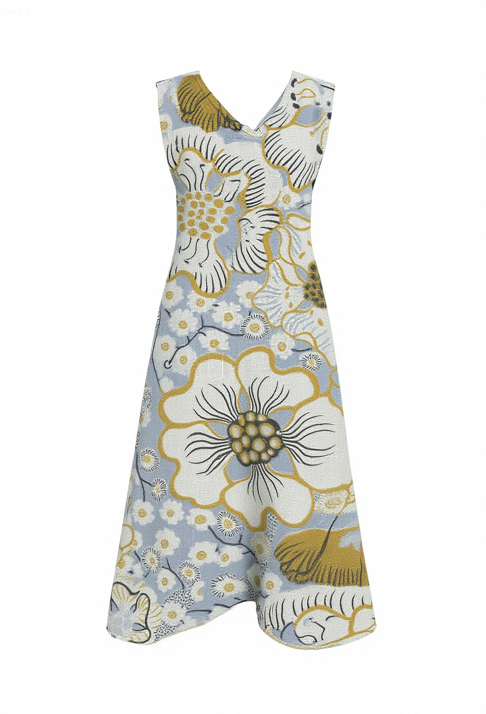 Women's Vintage Floral Art Print Casual Cotton Dress