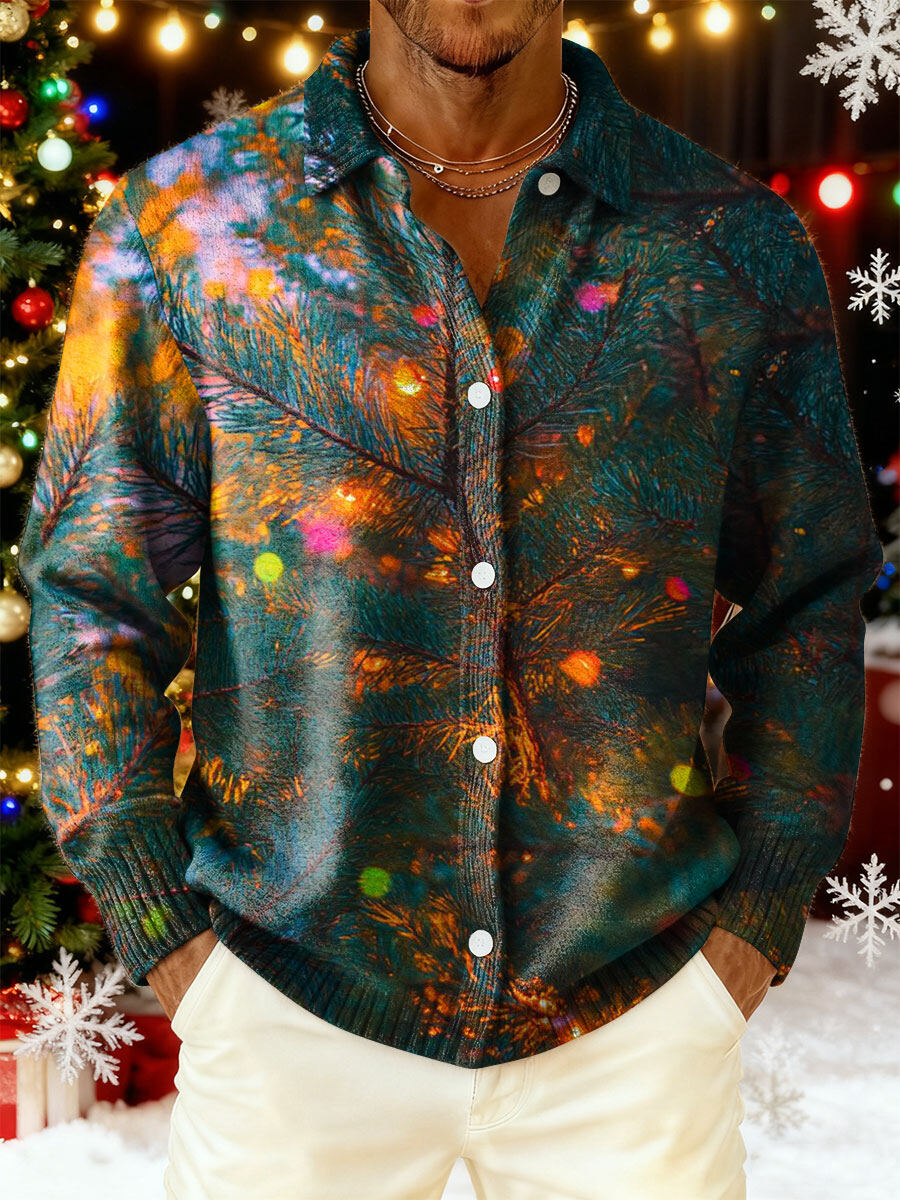 Men's Christmas Pattern Art Print Cowl Neck Sweater
