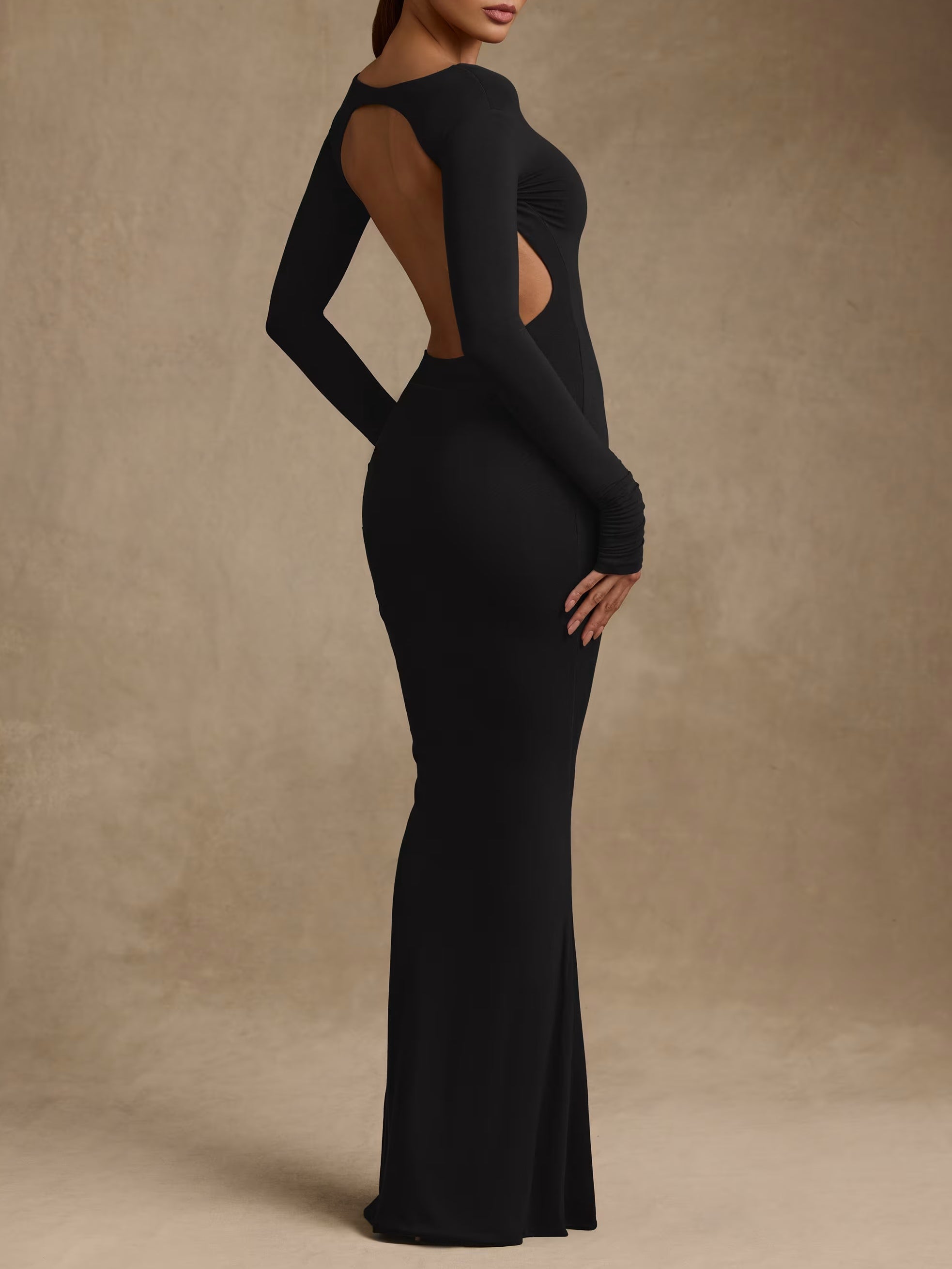 Chocolate Brown Pleated Halter Maxi Dress