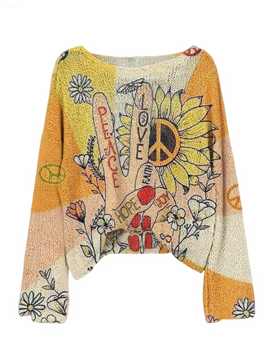 Women's Fashionable prints casual crew neck sweatshirt