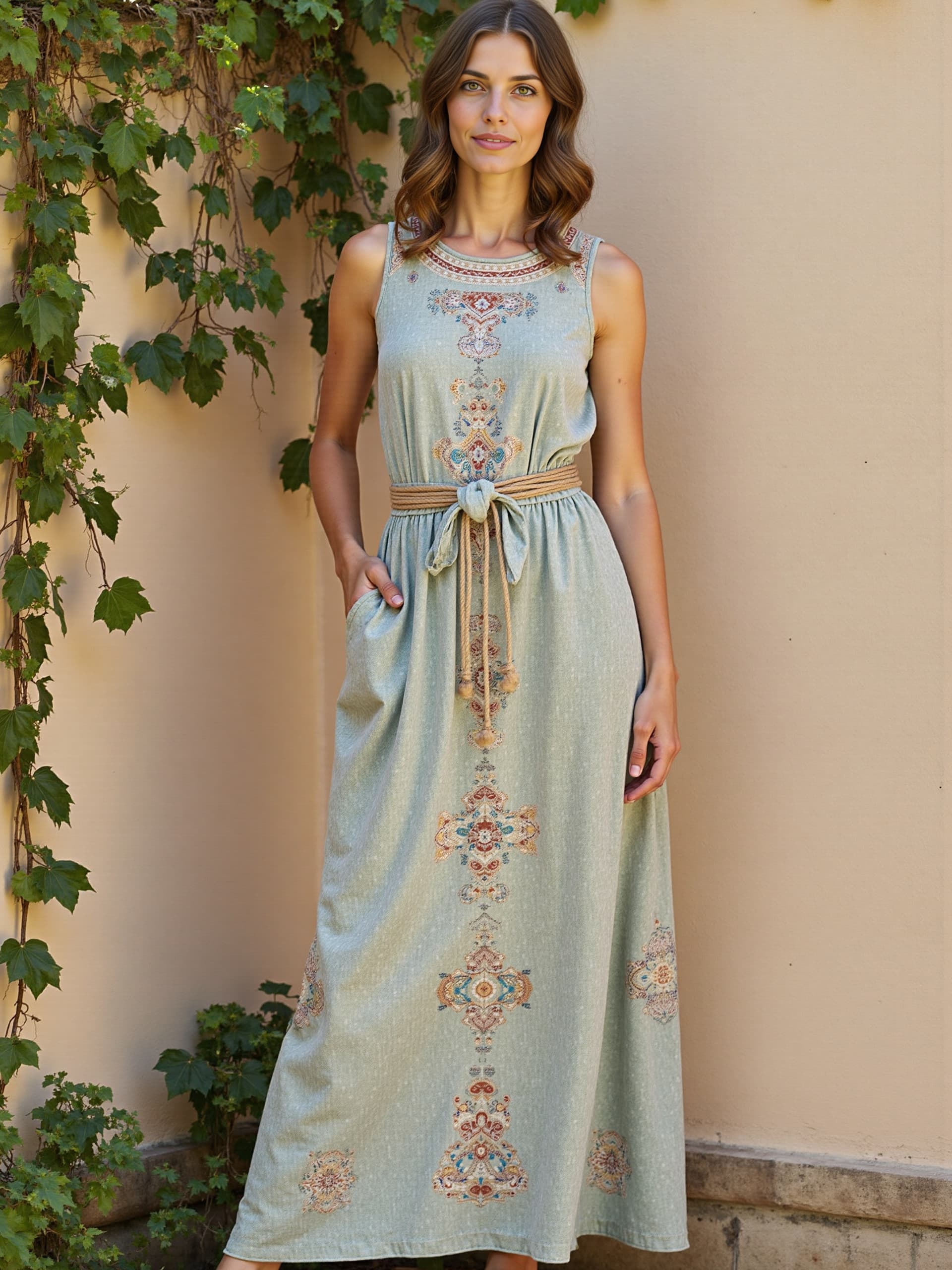 Women's Bohe Art Print Casual Cotton Dress