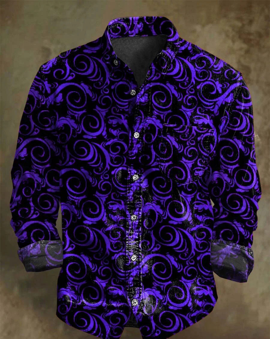 Men's Bamboo Linen Long Sleeve Shirt Vintage Lapel Shirt