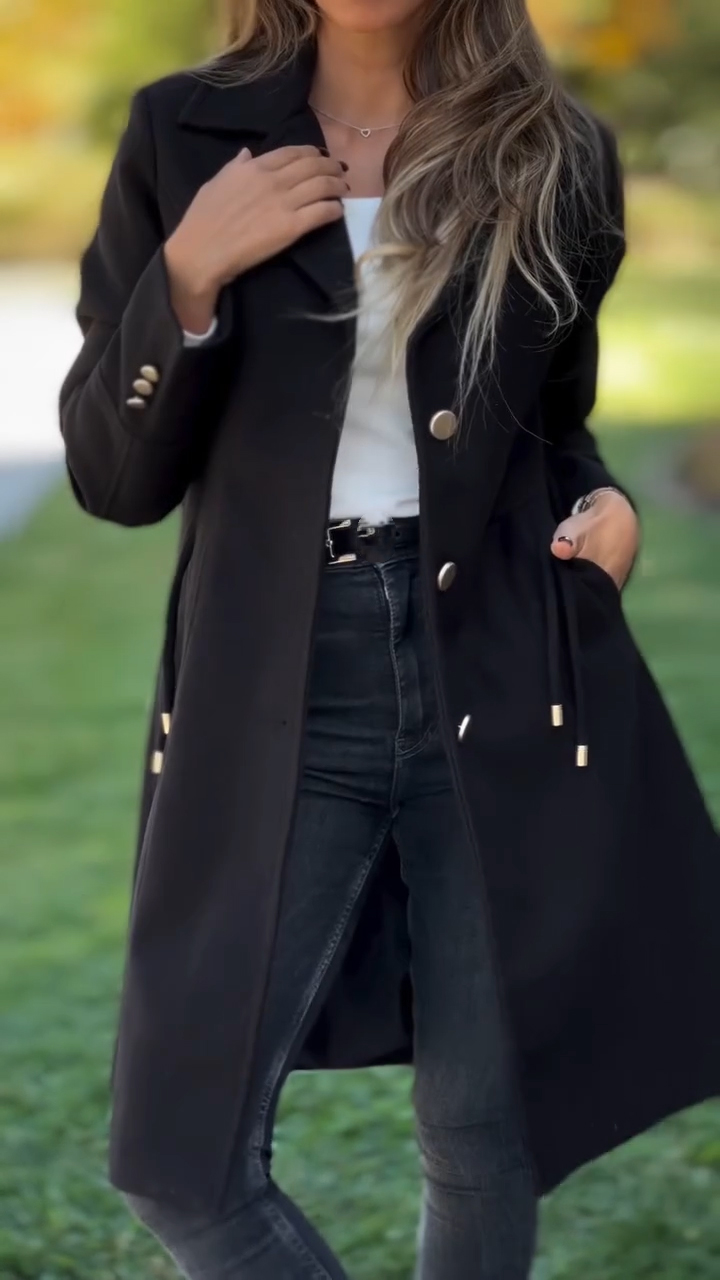 Womens Lapel Temperament Casual Windbreaker