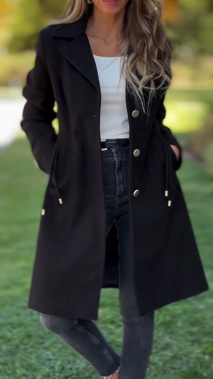 Womens Lapel Temperament Casual Windbreaker