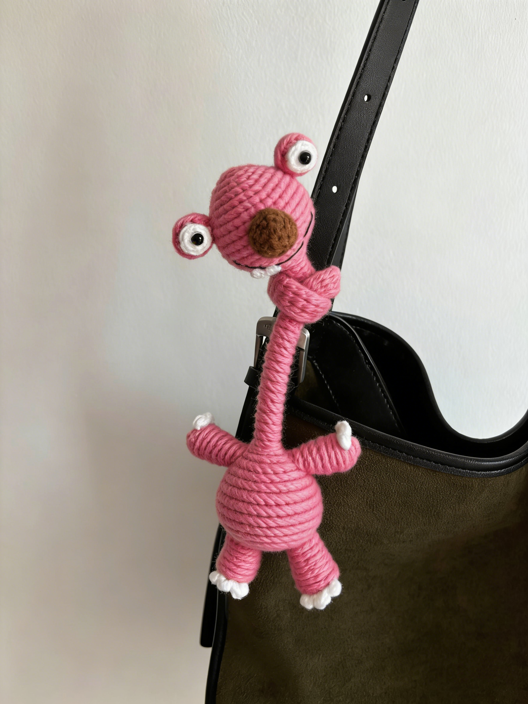 Handmade Crochet Prehistoric Sloth Bag Charm - Funny Long Neck Sloth Plush Toy,Gift for Animal Lovers🎁