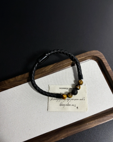 Minimalist Black Magnetic Leather Bracelet
