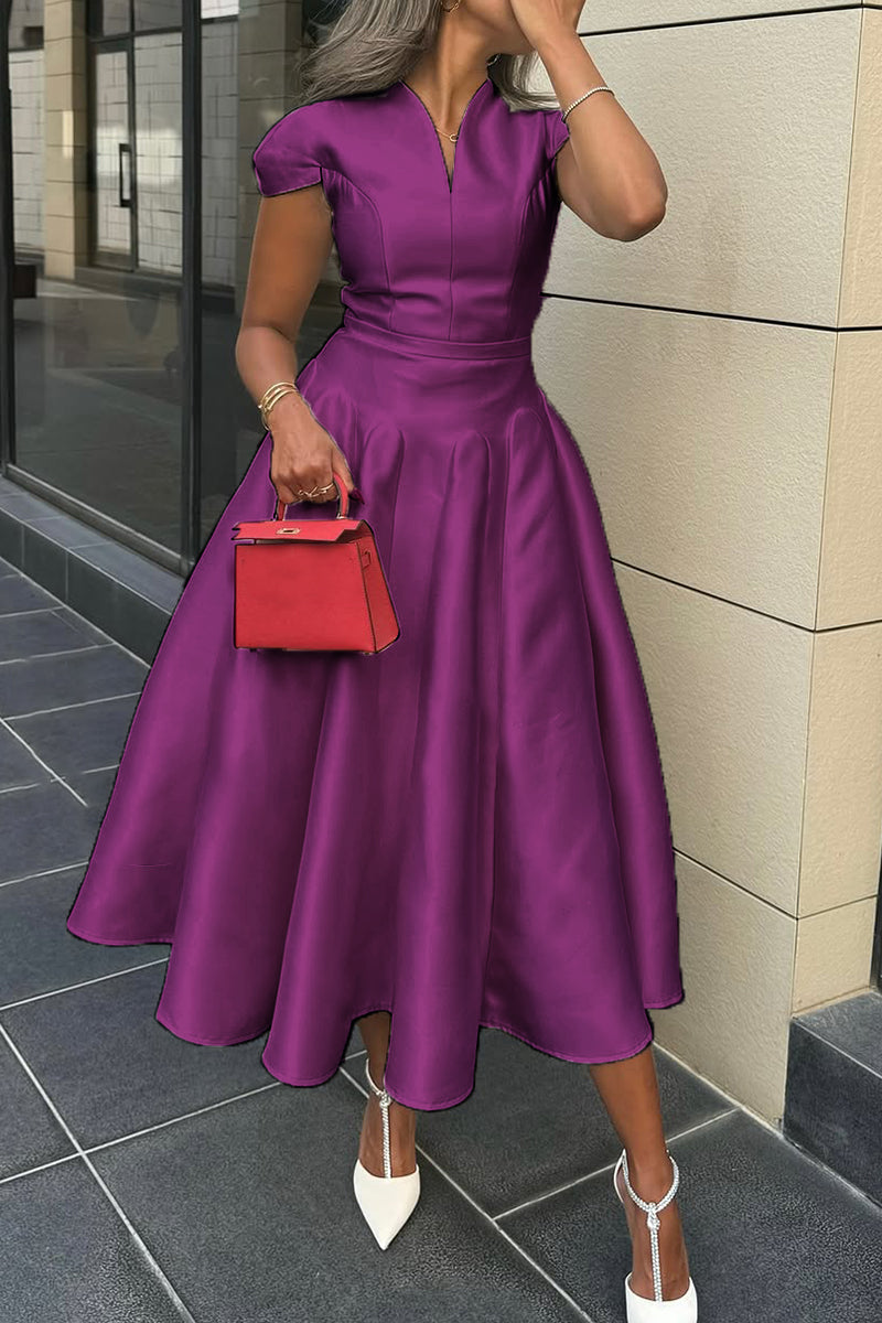 Women's V-neck Waisted A-line Dress