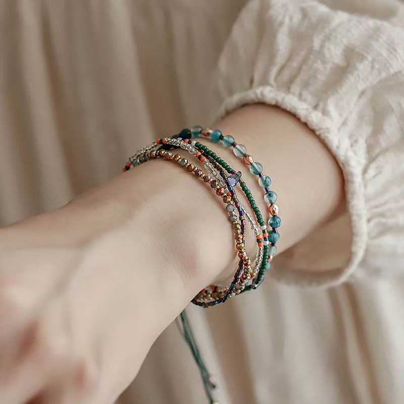 Bohemian-style Colorful Ethnic-style Beaded French-style Vacation Woven Adjustable Bracelet