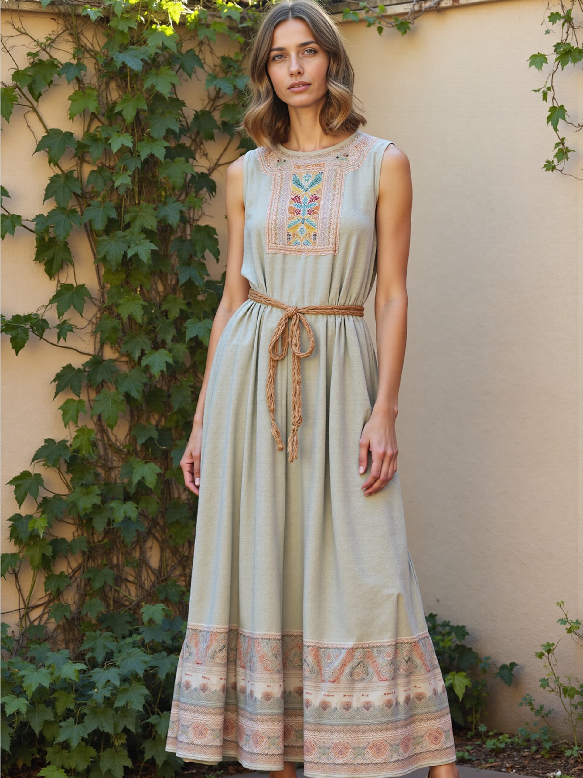 Women's Bohe Floral Art Print Casual Cotton Dress