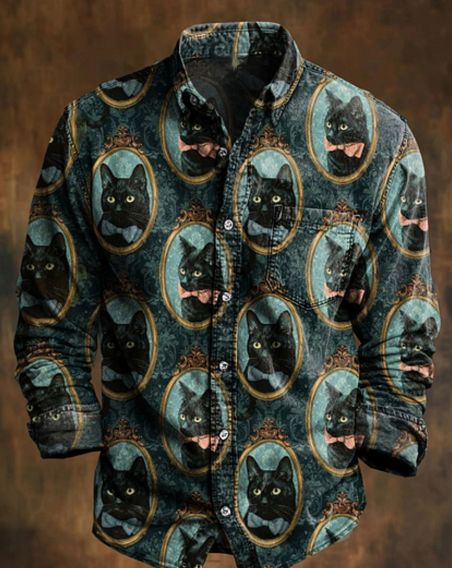 Men's Bamboo Linen Long Sleeve Shirt Vintage Lapel Shirt