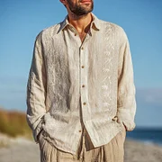 Men's Casual Bamboo Print Graphic Print Casual Linen Shirt