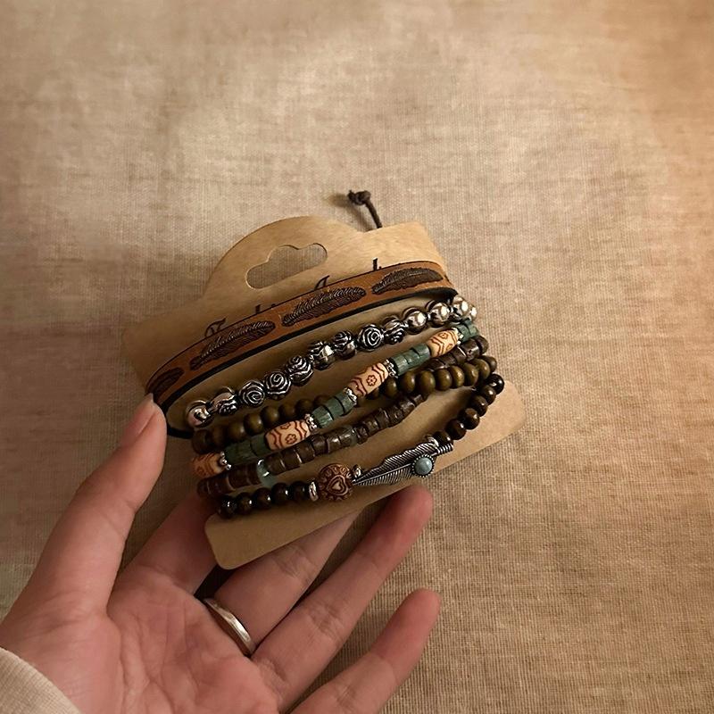 Layered Natural Stone Bohemian Retro Beaded Handbag for Women