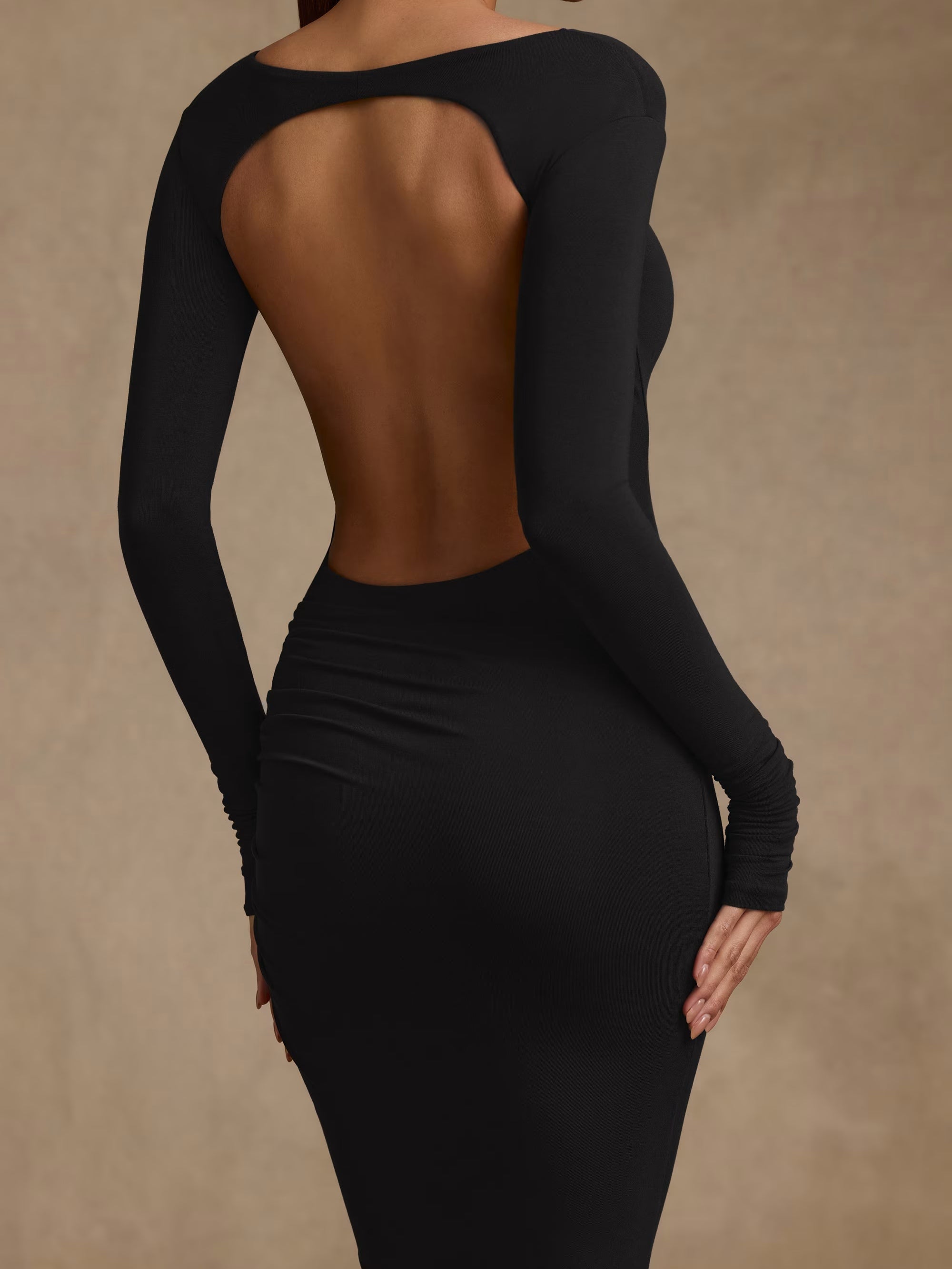 Chocolate Brown Pleated Halter Maxi Dress