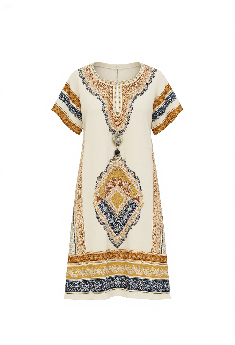 Women's Boho Art Print Casual Cotton Dress