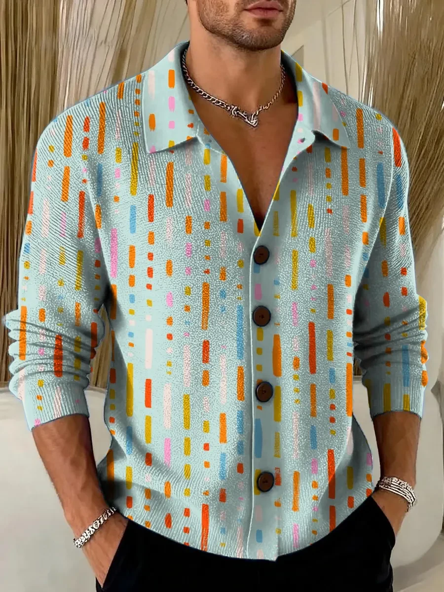 Colorful Stripes Art Print Sweater Coat