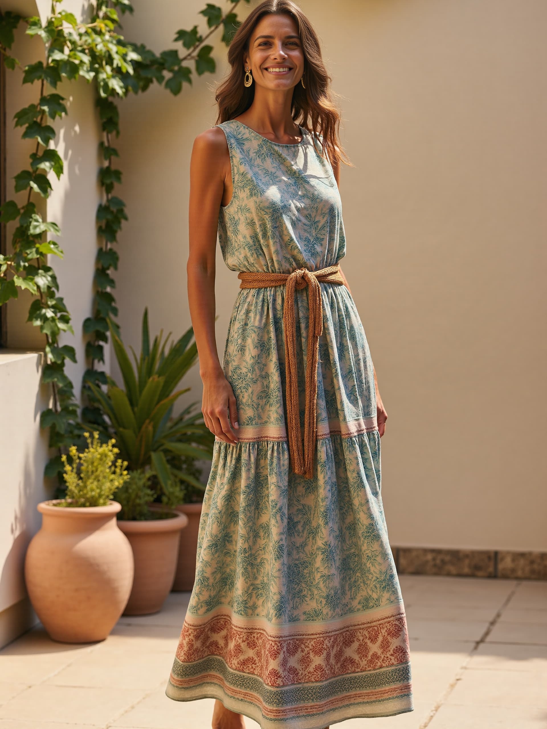 Women's Bohe Floral Art Print Casual Cotton Dress