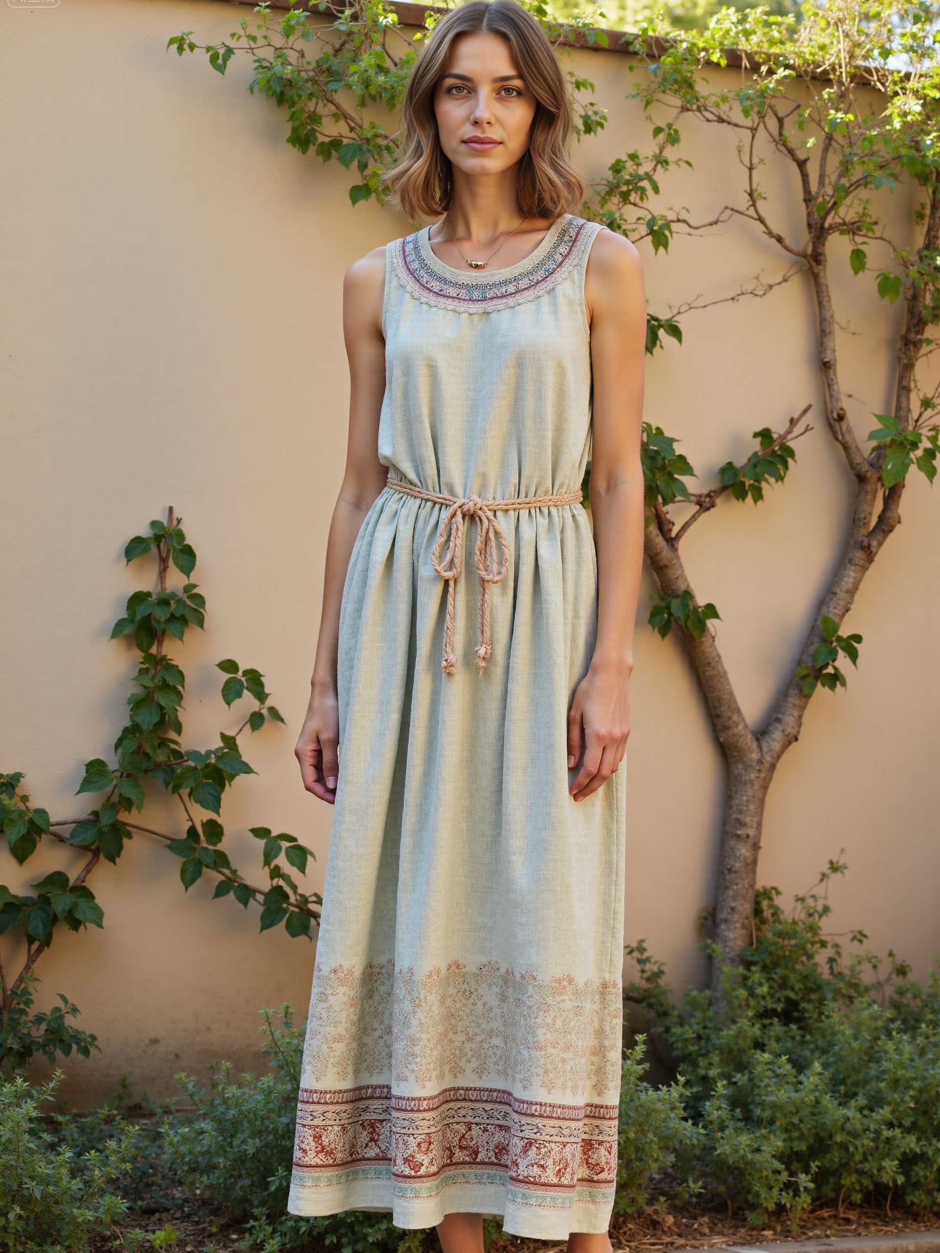 Women's Bohe Floral Art Print Casual Cotton Dress