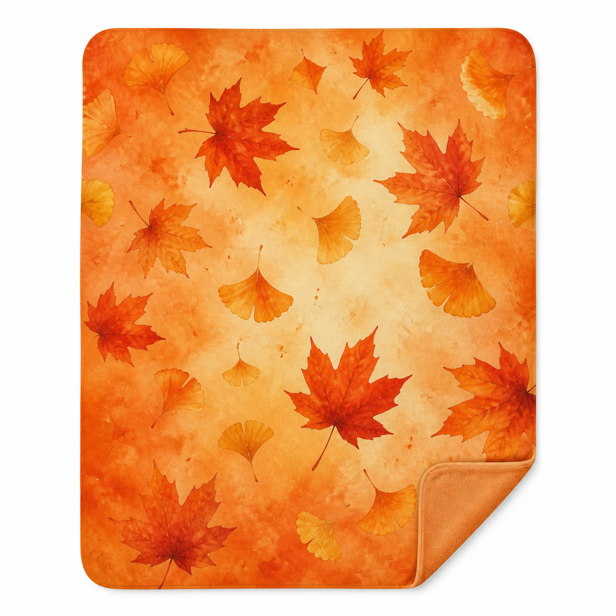 Leaf Print Throw Blanket Flannel