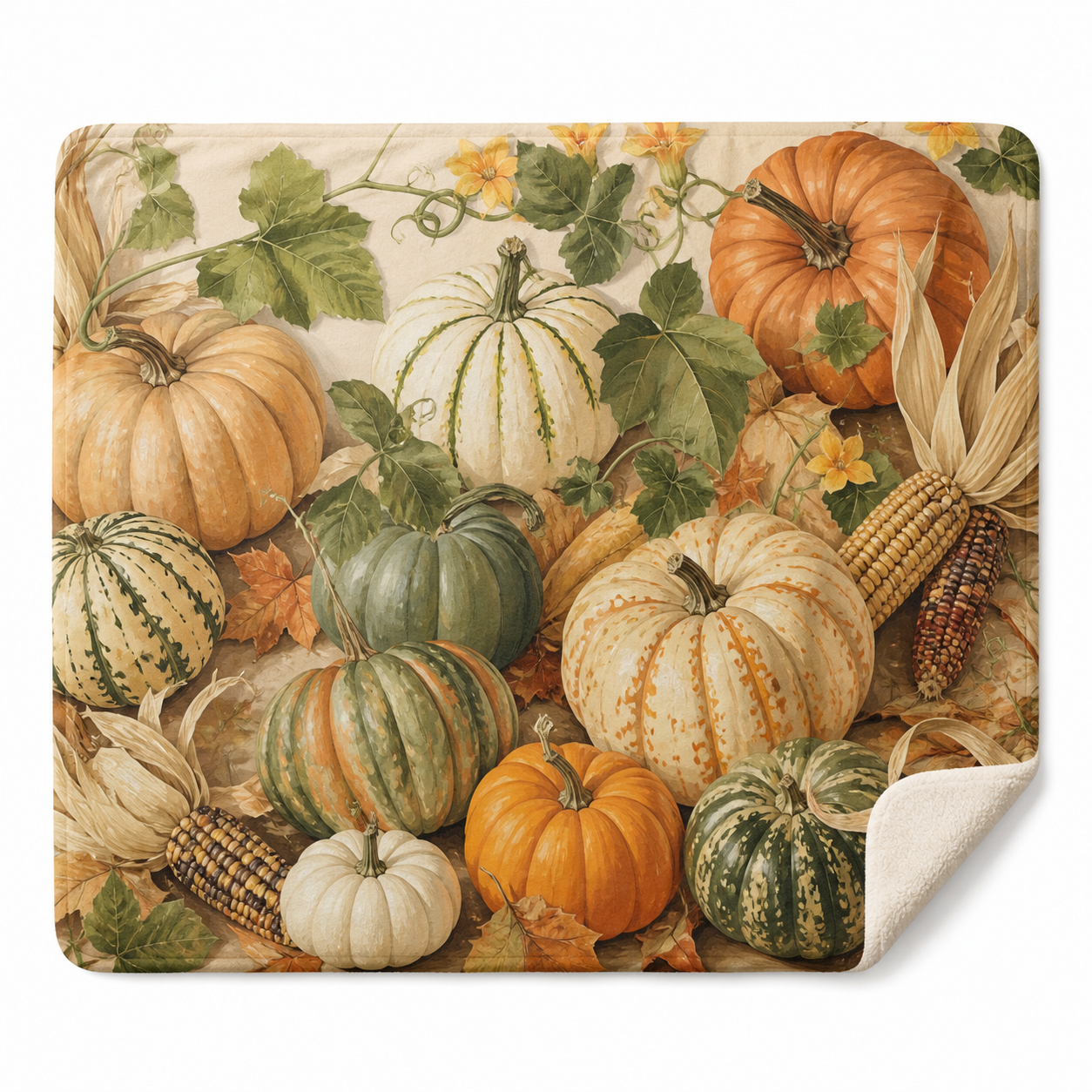 Harvest Pumpkin Print Throw Blanket Flannel