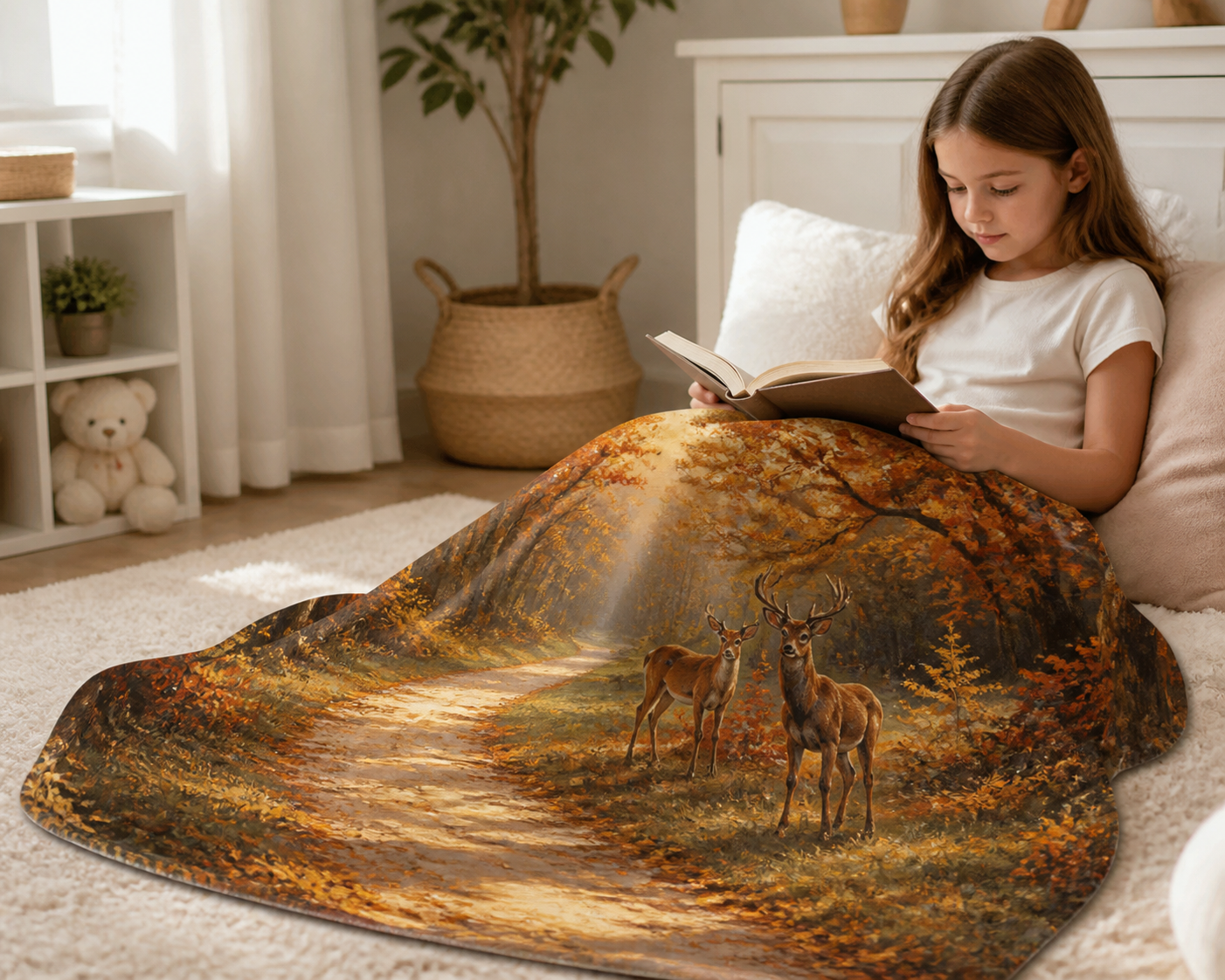 Forest Deer Throw Blanket Flannel